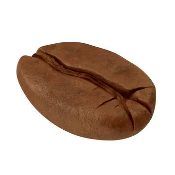 Close-Up Of Coffee Bean Over White Background. 3D illustration Stock Illustration