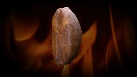 Close up coffee bean roasted by flames. Stock Footage 93779506