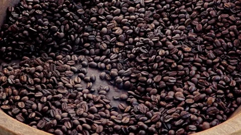 Close up of coffee beans after roasting. Stock Footage 304647310
