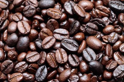Close up Coffee beans background Stock Photos