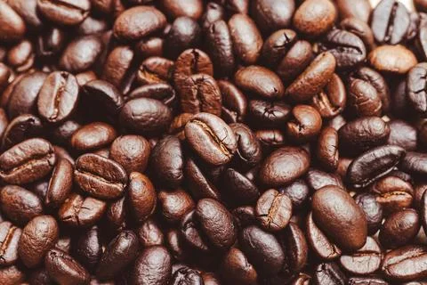 Close up Coffee beans background Stock Photos