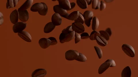 Close-up of Coffee Beans falling in slow motion Stock-Footage 150047494