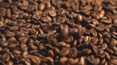 Close-up of coffee beans falling in slow motion Stock Footage 307615722
