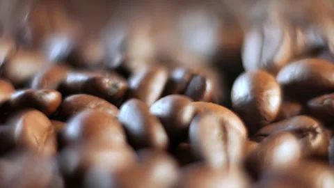 Close up of coffee beans with a grainy texture Stock Footage 300932314