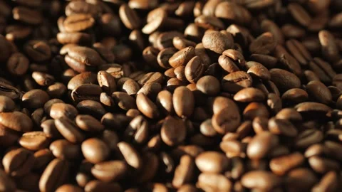 Close up of coffee beans with a lot of them Stock Footage 301940795