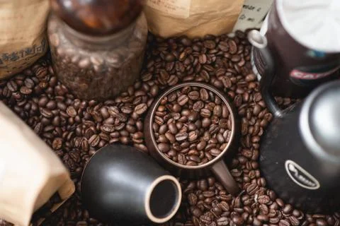 Close up of coffee beans Stock Photos