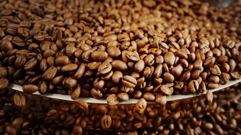 Close up of coffee beans in roaster Stock Footage 267650617