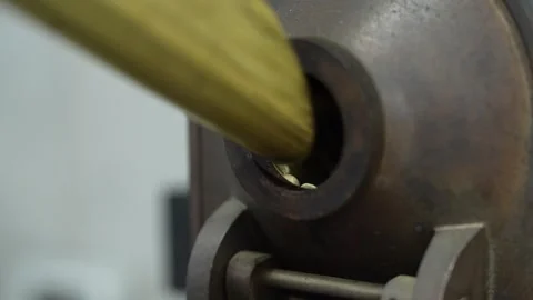 Close Up of Coffee Beans Roasting in Coffee Roaster Machine Stock Footage 327606276