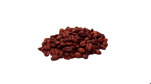 Close-up coffee beans rotate on a white background Stock Footage 128206805