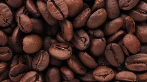 Close up of coffee beans, rotation in circle. Turning coffee Stock Footage 232898371