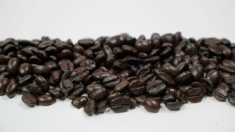 Close up of coffee beans. Slider movement shot. Stock Footage 100781377