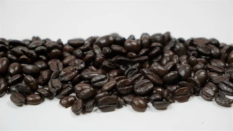 Close up of coffee beans. Slider movement shot. Stock Footage 100782287