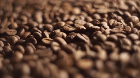 Close up Coffee Beans Tracking Shot Fallen Out Of Bag Stock Footage 126867432