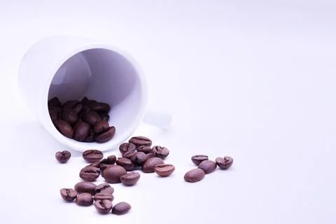 Close-up of coffee beans on white background Stock Photos