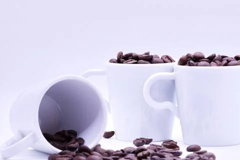 Close-up of coffee beans on white background Stock Photos