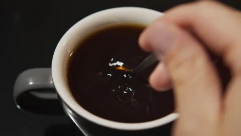 Close up of coffee at cafe, macro shot of spoon and sugar Stock Footage 140199633