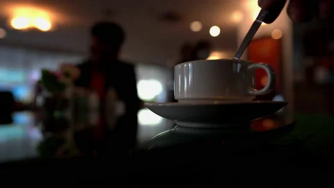 Close up coffee cup and hand of people for drinking it Vídeo Stock 140733231