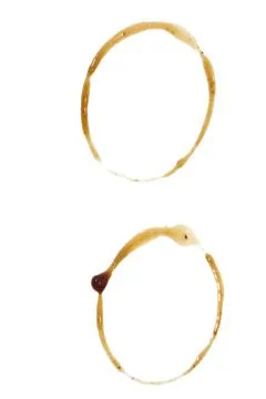 Close up of coffee cup marks on white background Stock Photos