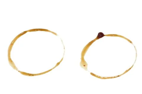 Close up of coffee cup marks on white background Stock Photos