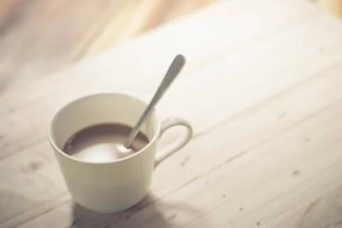 Close up coffee cup on the table. Stock Photos