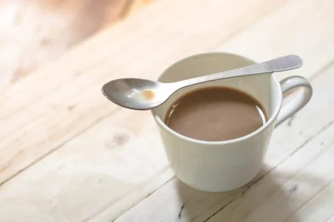 Close up coffee cup on the table. Stock Photos