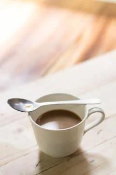 Close up coffee cup on the table. Stock Photos