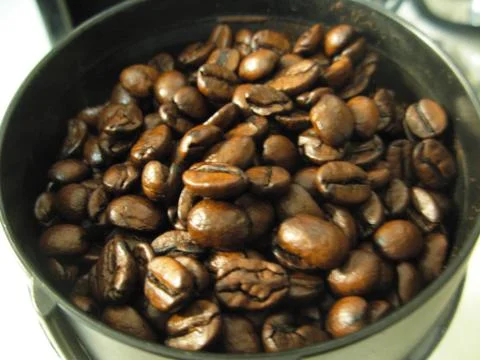 Close up coffee in a grinder Stock Photos