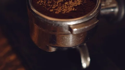 Close up of coffee grounds in vessel of coffee maker Video stock 70266553