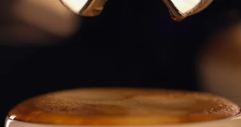 Close Up Of Coffee Machine Brewing Espresso From Delicious Coffee Beans  Stock Footage 113359440