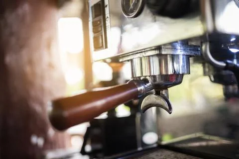 Close up of coffee machine in the cafe Stock Photos
