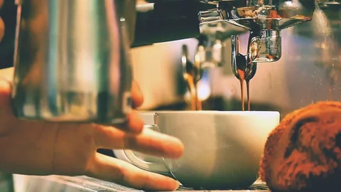 Close Up of A Coffee Machine Dispenser Stock Footage 110573197