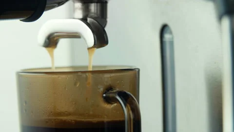 Close Up. Coffee Machine filling up Cup with Espresso Stock-Footage 90226958