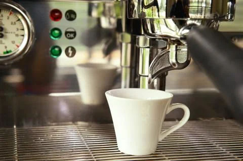 Close up of coffee machine preparing Foto stock