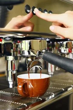 Close up of coffee machine preparing Stock Photos