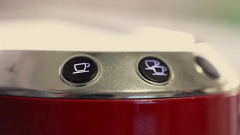 Close Up Of Coffee Maker Buttons Flashing As The Machine Heats U Vídeo Stock 328097964