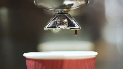 Close up of coffee maker making coffee in slow motion, Portugal Stock Footage 129067690