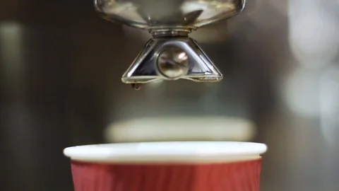 Close up of coffee maker making coffee in slow motion, Portugal Stock Footage 129067933