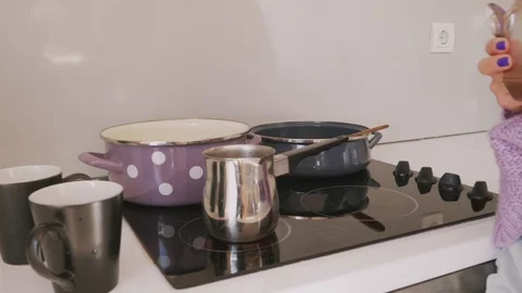Close up of coffee preparation in the kitchen Stock Footage 99398382