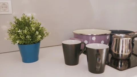 Close up of coffee preparation in the kitchen Stock Footage 99398593