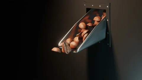 Close up of coffee roaster, coffee beans fall through a filling device Stock Footage 194139606