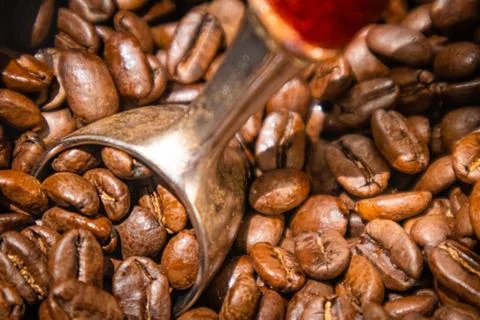 Close Up of Coffee with Scoop Stock Photos