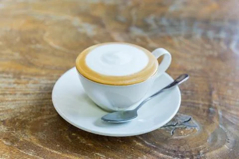 Close up coffee on wood table Stock Photos