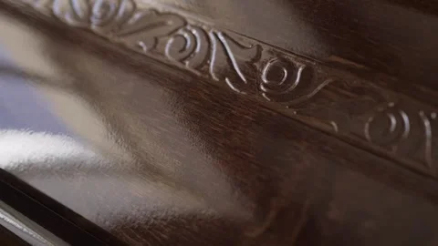 Close-up of the coffin lid, patterns on wood. The concept of burying the Stock Footage 309506156