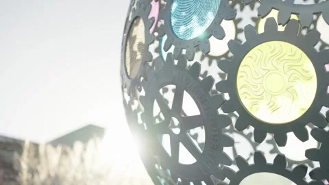 Close up of the Cognitive Synergy statue in Olympia, Washington Video stock 292853380