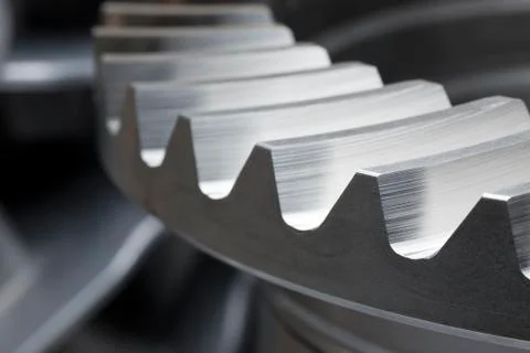 Close-up of cogs of a gear wheel in a machine Stock Photos