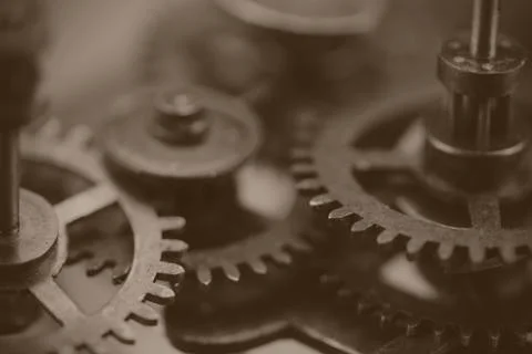 Close up of cogs inside a clock Stock Photos