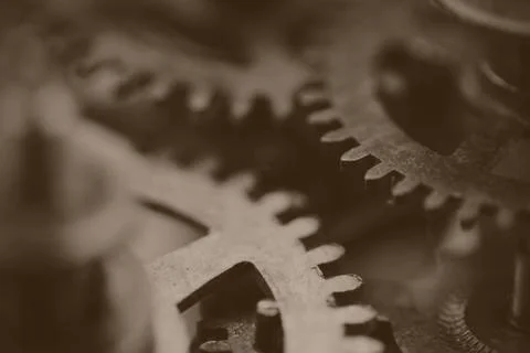 Close up of cogs inside a clock Stock Photos