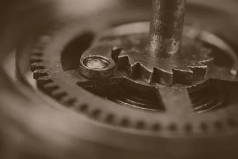 Close up of cogs inside a clock Stock Photos