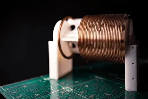Close-up of a coil of copper wire Foto stock