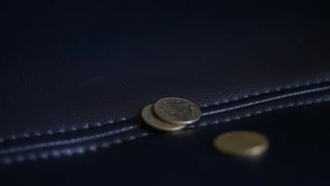 Close up coins with macro lens motion coins falling. Stock Footage 148916590